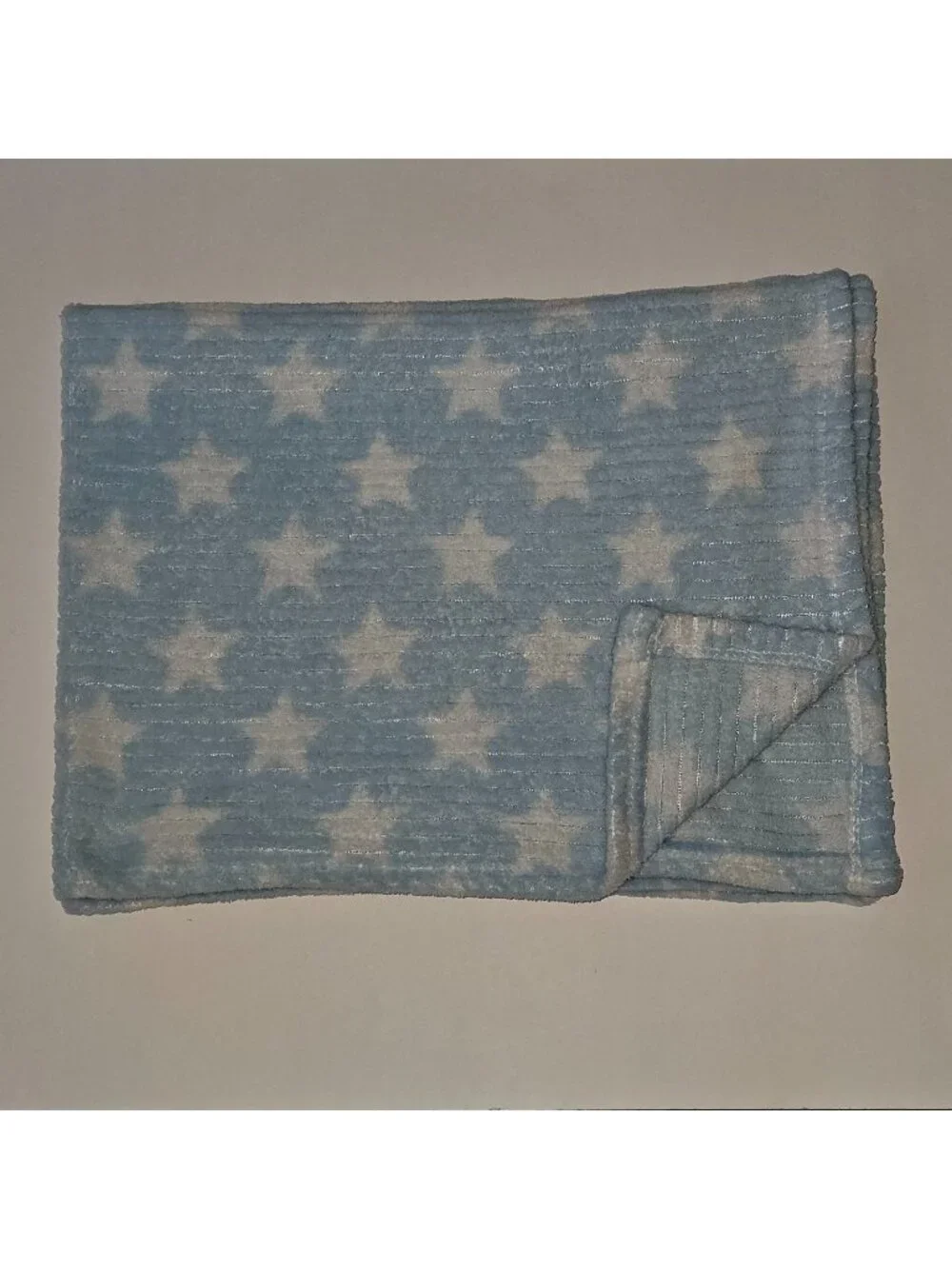 Nuby Blue White Stars Ribbed Fleece Baby Blanket 26